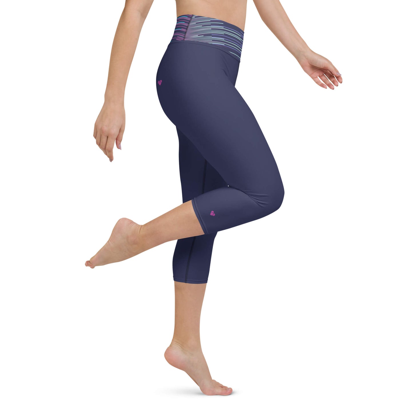 Yoga-Ready Leggings with Mint and Fuchsia Stripes