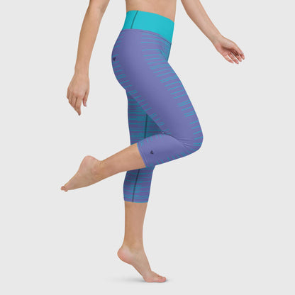 Model wearing Periwinkle Dual Yoga Capri Leggings - Embracing CRiZ AMOR's inclusivity and style