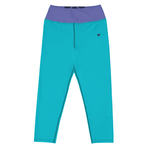 Turquoise & Periwinkle Yoga Capri Leggings Dual | Women