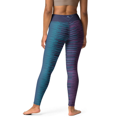 CRiZ AMOR Women's Activewear: Dark Slate Blue Yoga Leggings with vibrant stripes
