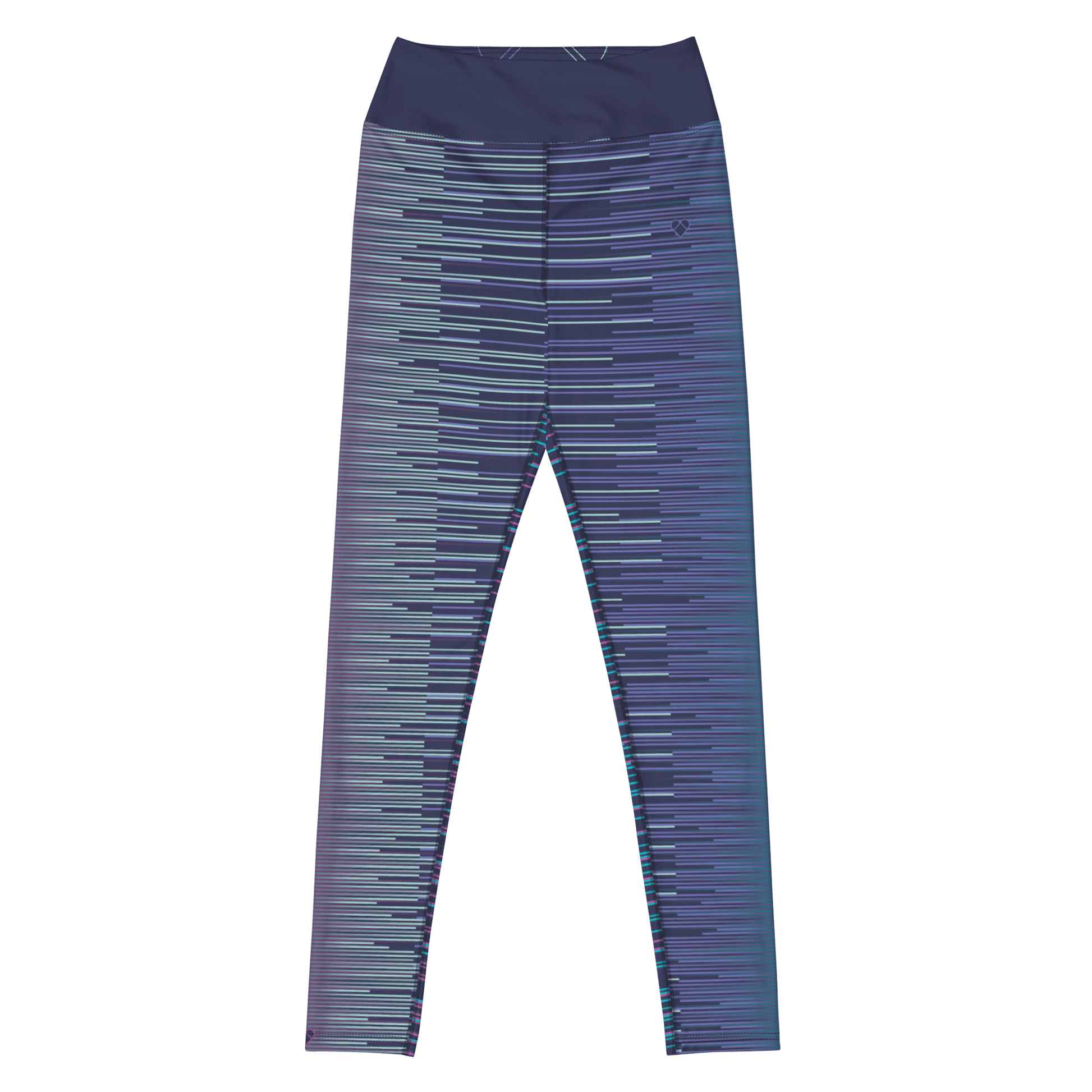 CRiZ AMOR Women's Yoga Leggings in Dark Slate Blue with playful stripes