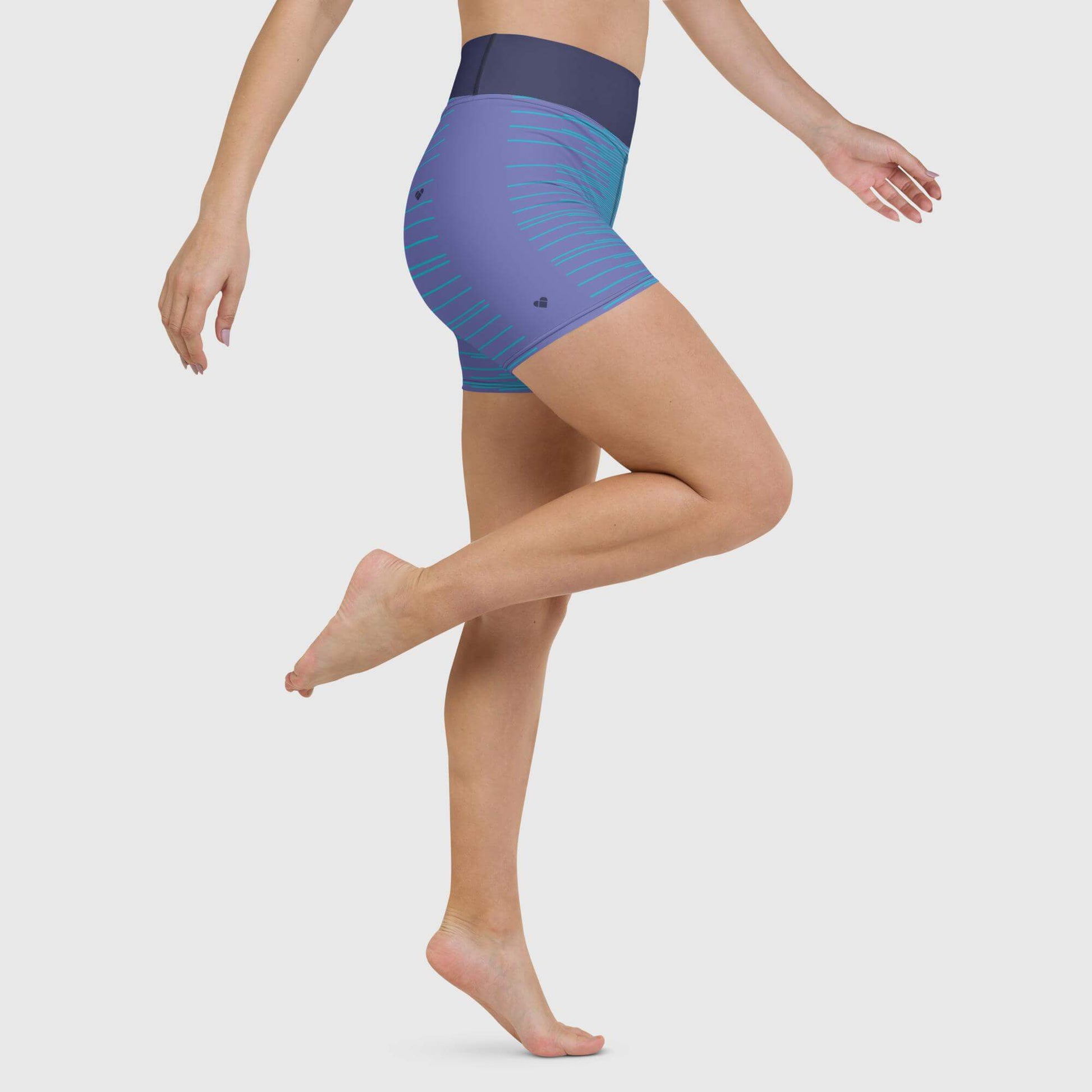 Model showcasing Periwinkle Dual Yoga Leggings Shorts