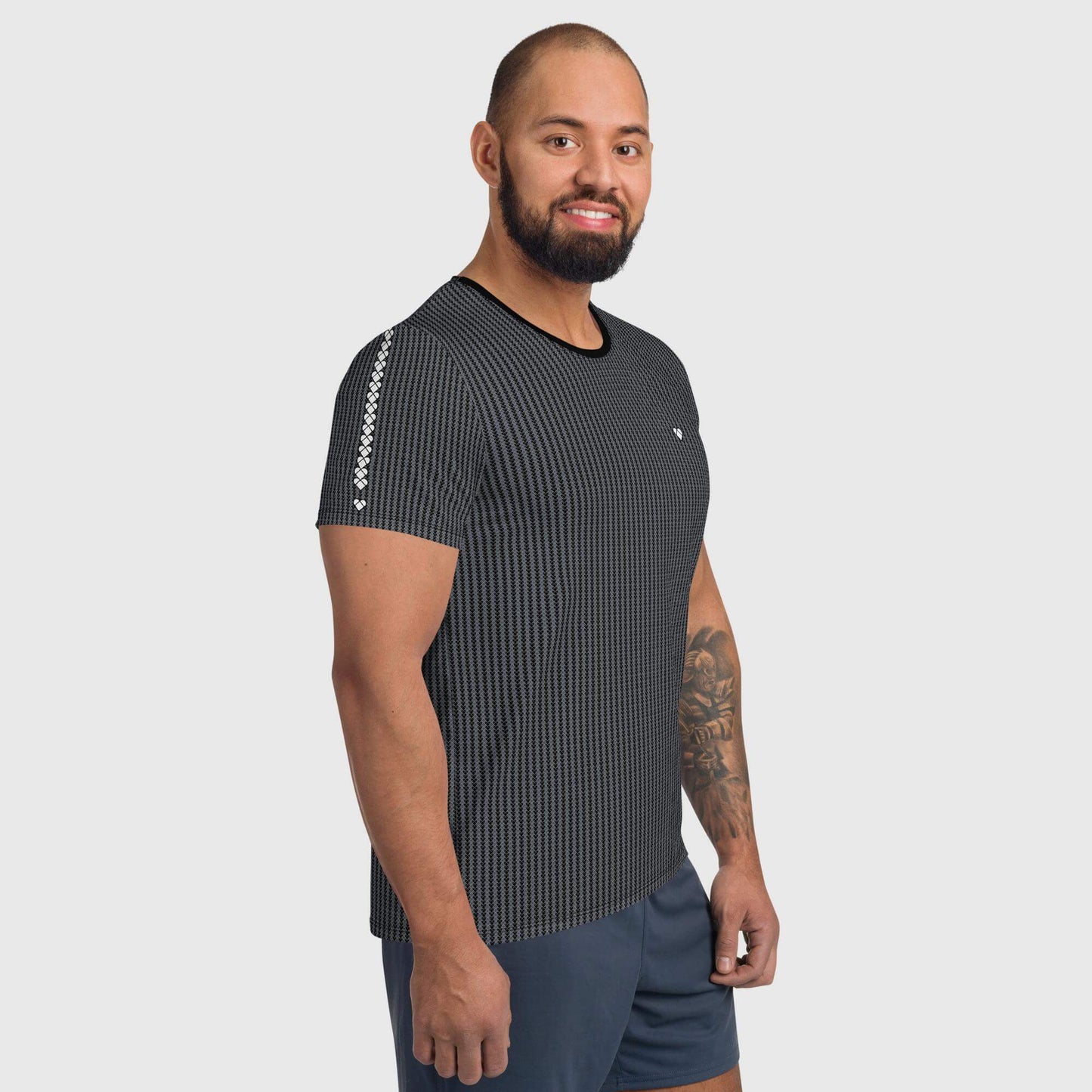 Men's workout shirt with heart design from Amor Primero Capsule Collection, male model