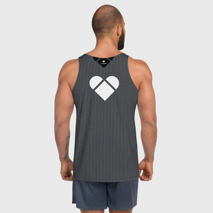 guy wearing Men's tank top for everyday wear and sportswear with Love Armor pattern
