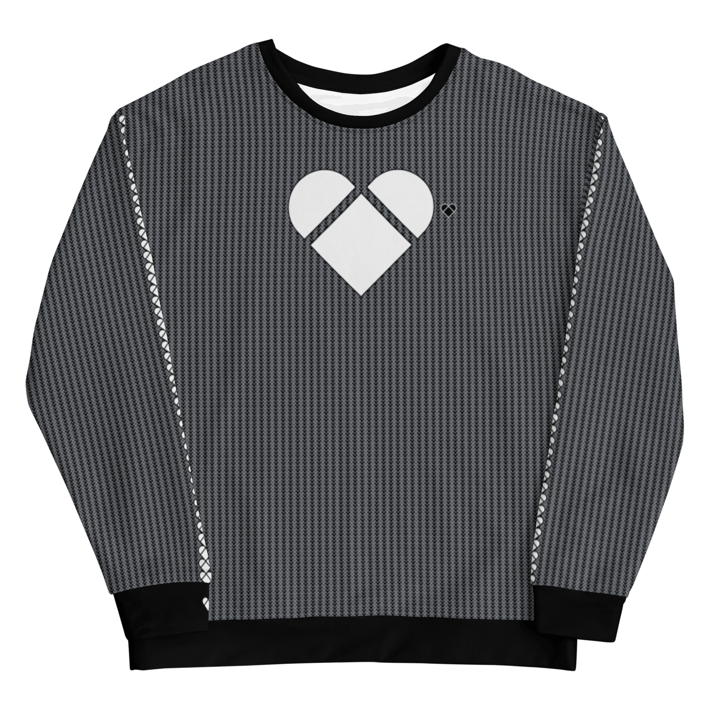 CRiZ AMOR's Black Lovogram Heart Sweatshirt, made sustainably for everyone, with a unique pattern and soft fabric, product foto front