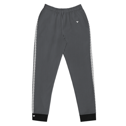 Stylish Black Joggers for Women, with a heart-shaped Dualshade Lovogram pattern and brand heart stripe along the legs, practical pockets, and a brushed fleece inside, photo product front