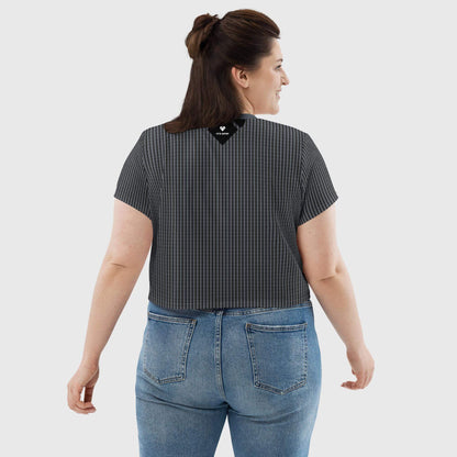 back view of a women wearing a black crop tee with white heart for women | Casual wear | Mix and match with Amor Primero capsule collection