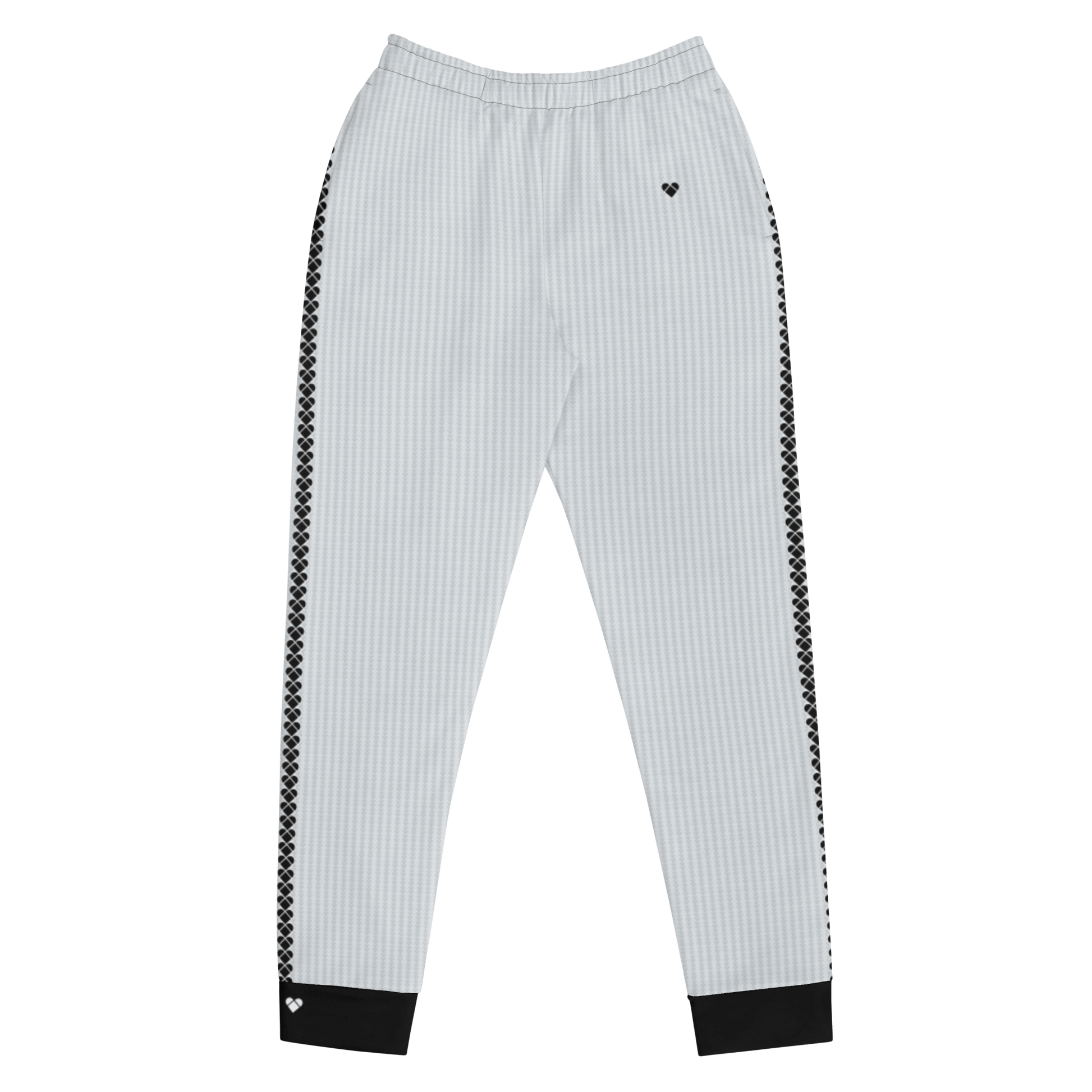 Light gray Lovogram Dualshade Joggers for women with Hearts Stripe design by Amor Primero, front