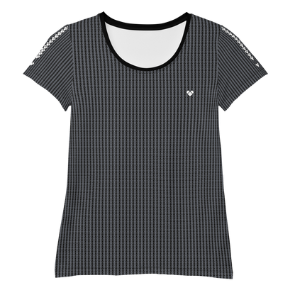 Black Heart Sport Shirt with White Heart Pattern on the back and Logo Stripe on the Sleeves for Women, product photo